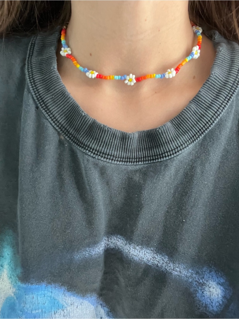 Rainbow Daisy Bead Necklace